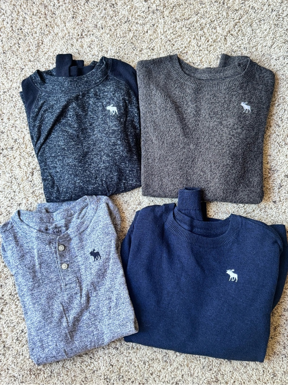 abercrombie kids navy, gray, charcoal, brown & heather knit sweater LOT